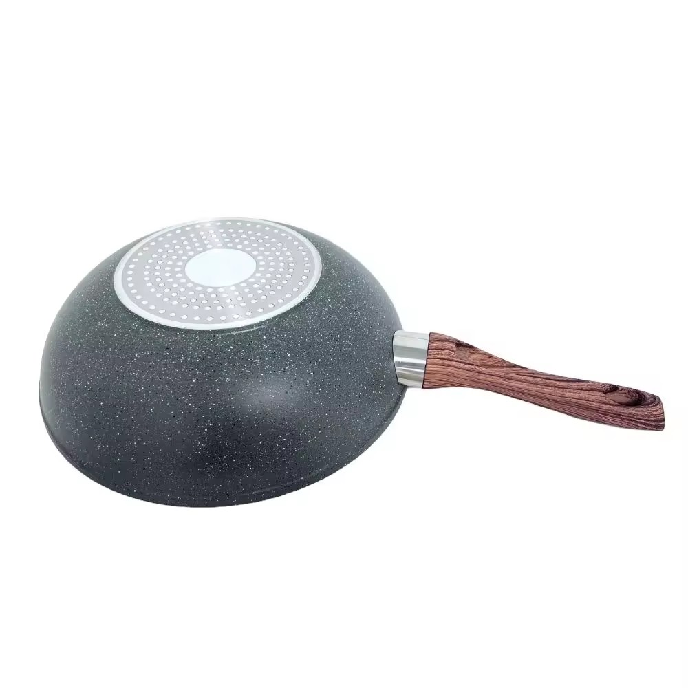 Медицинская каменная кухонная сковорода с антипригарным покрытием, алюминиевая сковорода с наборами посуды с деревянной ручкой